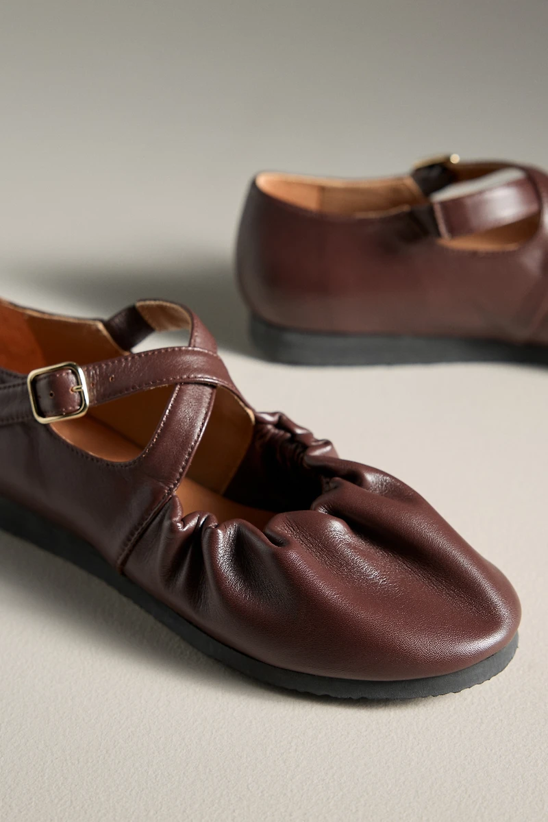 Naguisa Bec Cross-Strap Mary Jane Flats