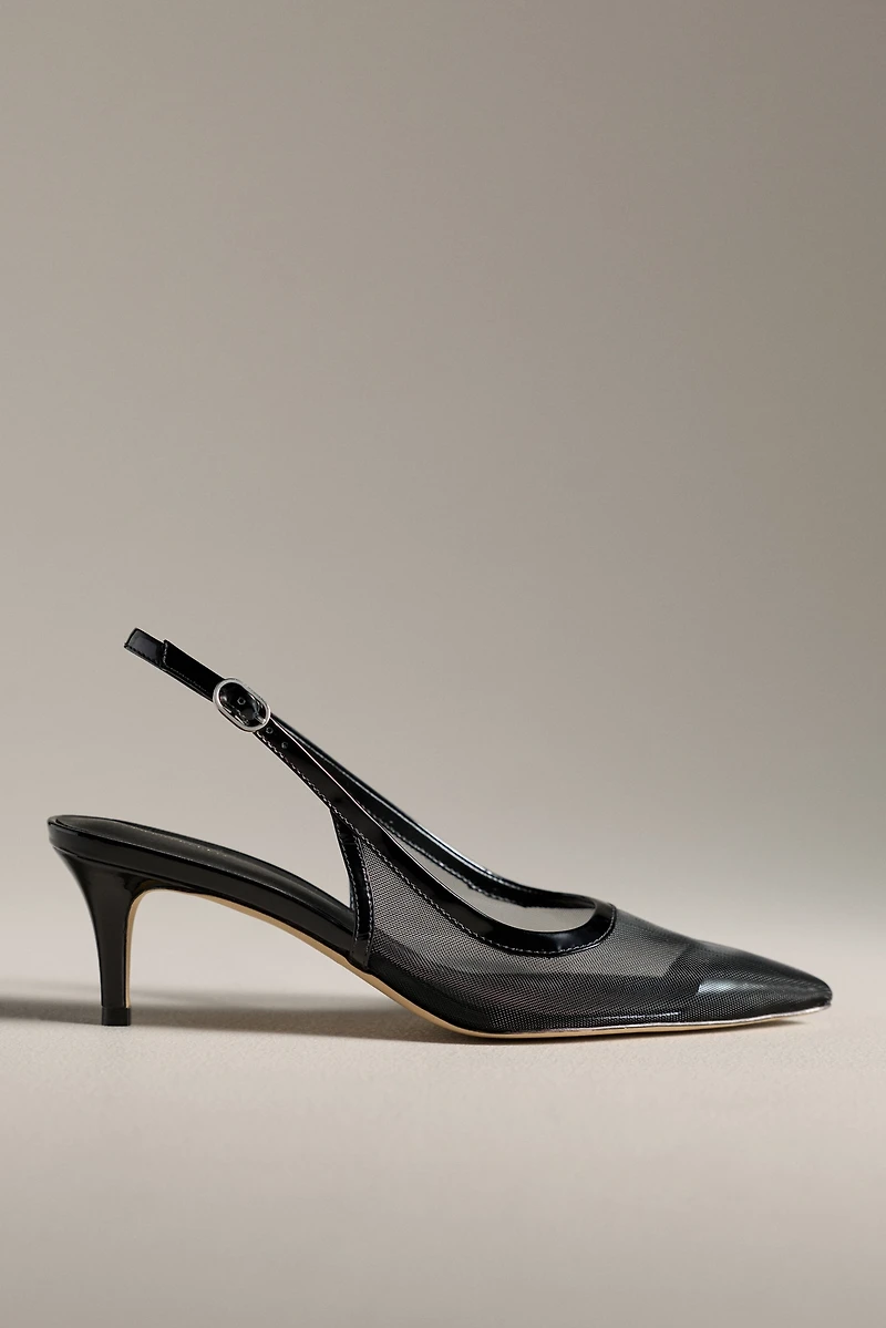 By Anthropologie Mesh Slingback Kitten Heels