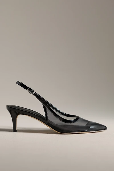 By Anthropologie Mesh Slingback Kitten Heels