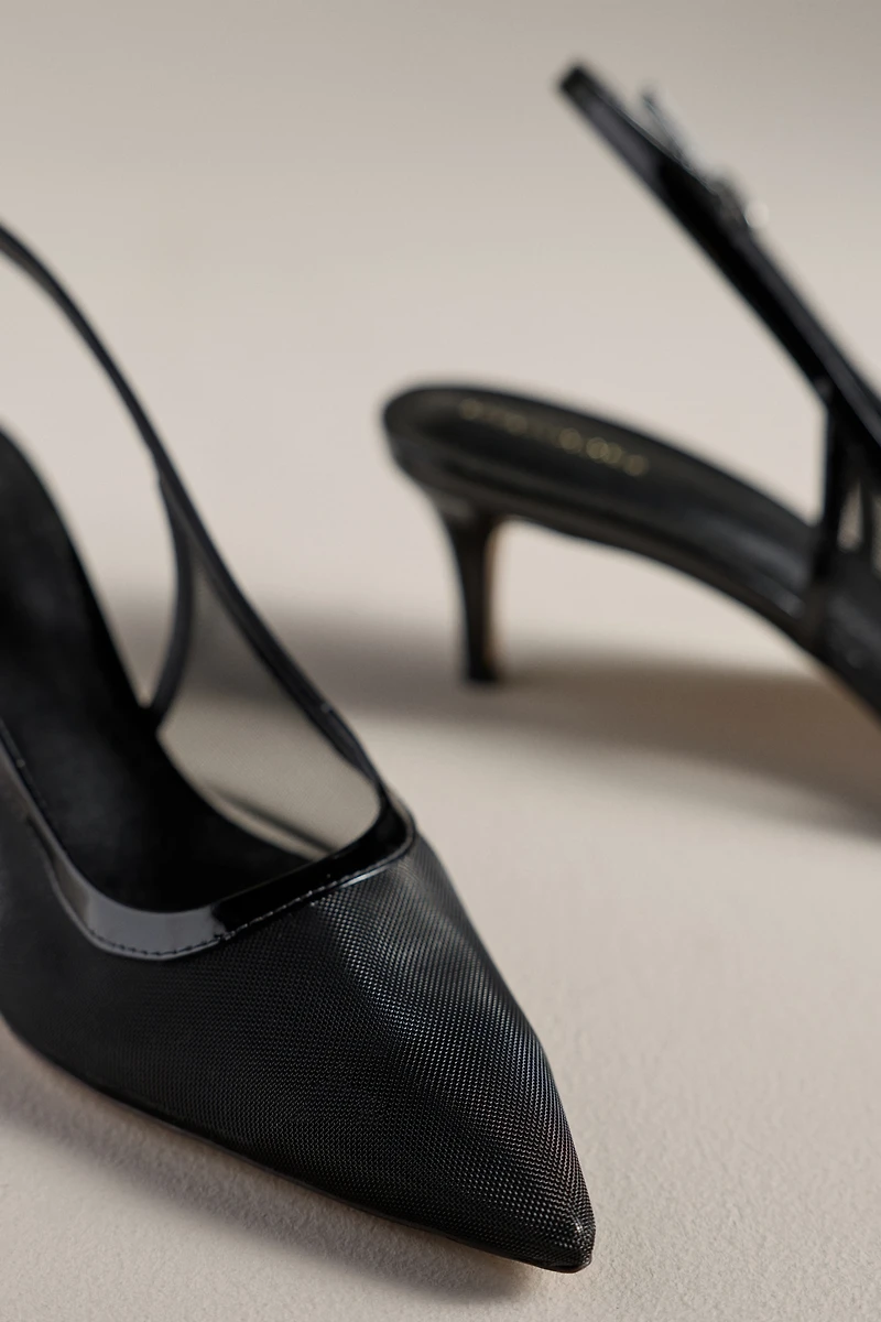 By Anthropologie Mesh Slingback Kitten Heels
