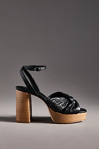 Maeve Leather Knot Platform Wood-Bottom Sandals