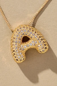 Pavé Bubble Letter Monogram Necklace