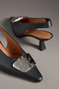 Maeve Hardware Snip-Toe Slingback Kitten Heels