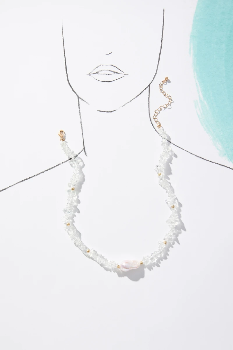Rock Crystal Pearl Necklace