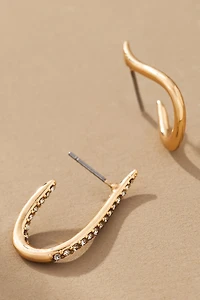 Side Flame Crystal Hoop Earrings, Set of 2