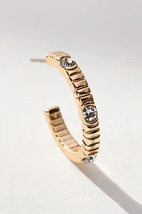 Crystal Ribbed Hoop Earrings