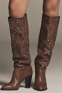 By Anthropologie Tall Studded Western Boots