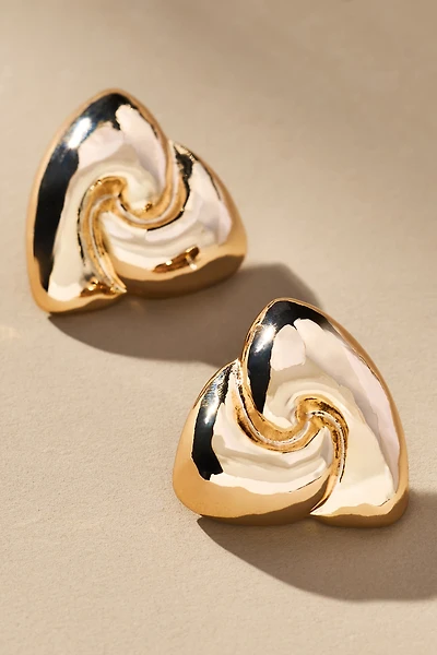 Puffed Wavy Triangle Post Earrings