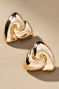 Puffed Wavy Triangle Post Earrings
