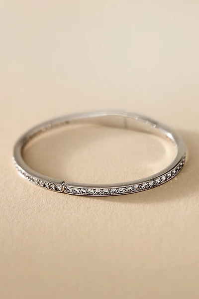 NADRI Half Pavé Crystal Hinged Oval Bangle Bracelet