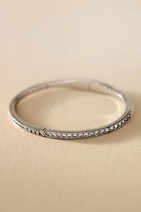 NADRI Half Pavé Crystal Hinged Oval Bangle Bracelet