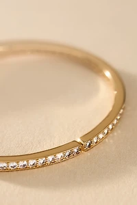 NADRI Half Pavé Crystal Hinged Oval Bangle Bracelet