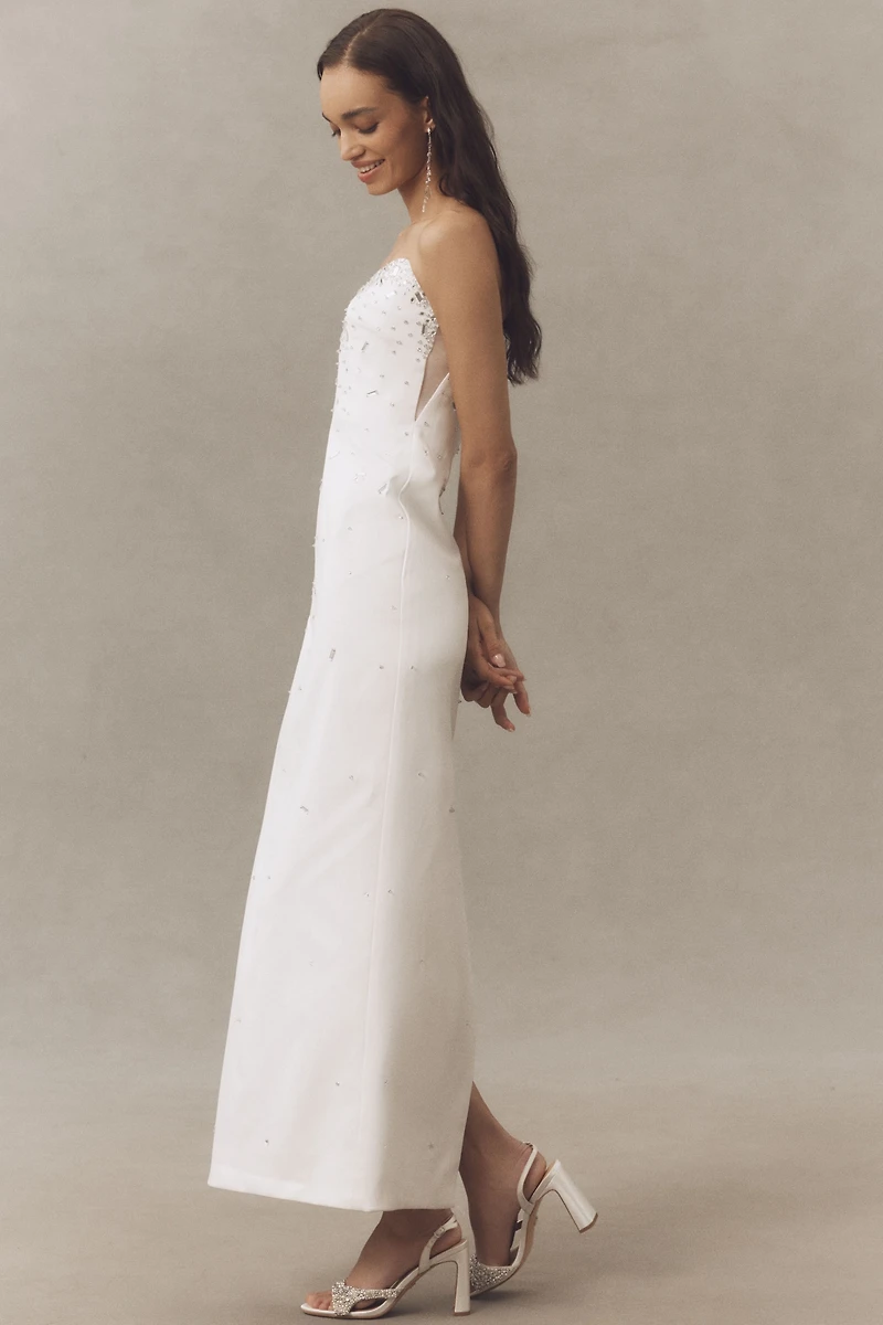 BHLDN Strapless Embellished Column Maxi Dress
