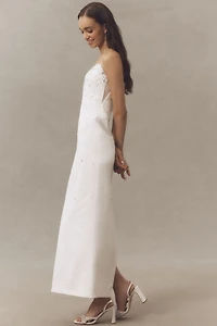 BHLDN Strapless Embellished Column Maxi Dress