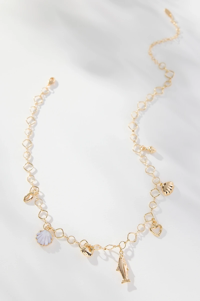 Nautical Charm Cluster Necklace