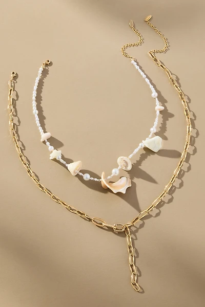 Mixed Pearl Layered Charm Necklace