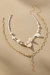 Mixed Pearl Layered Charm Necklace
