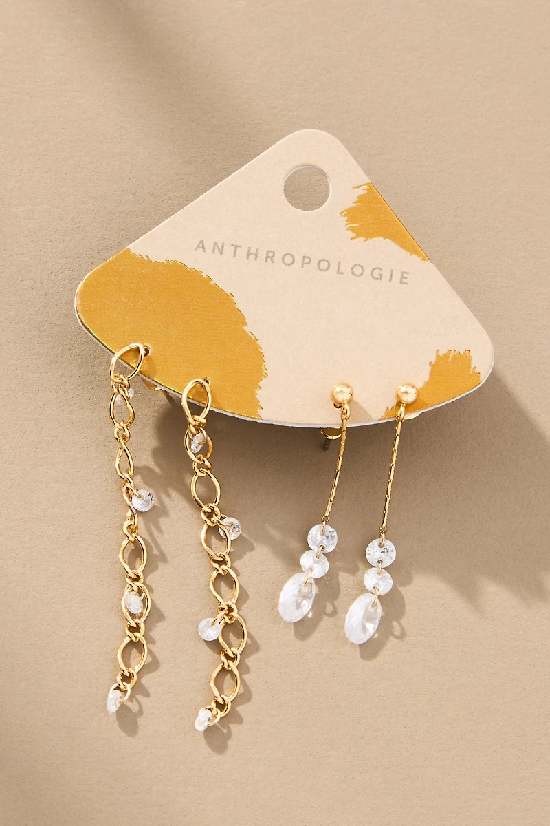 Crystal Drop Earrings, Set of 2