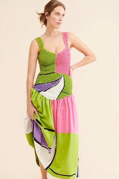 S/W/F Mottled Printed Midi Dress