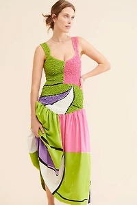 S/W/F Mottled Printed Midi Dress