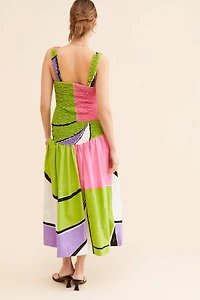 S/W/F Mottled Printed Midi Dress
