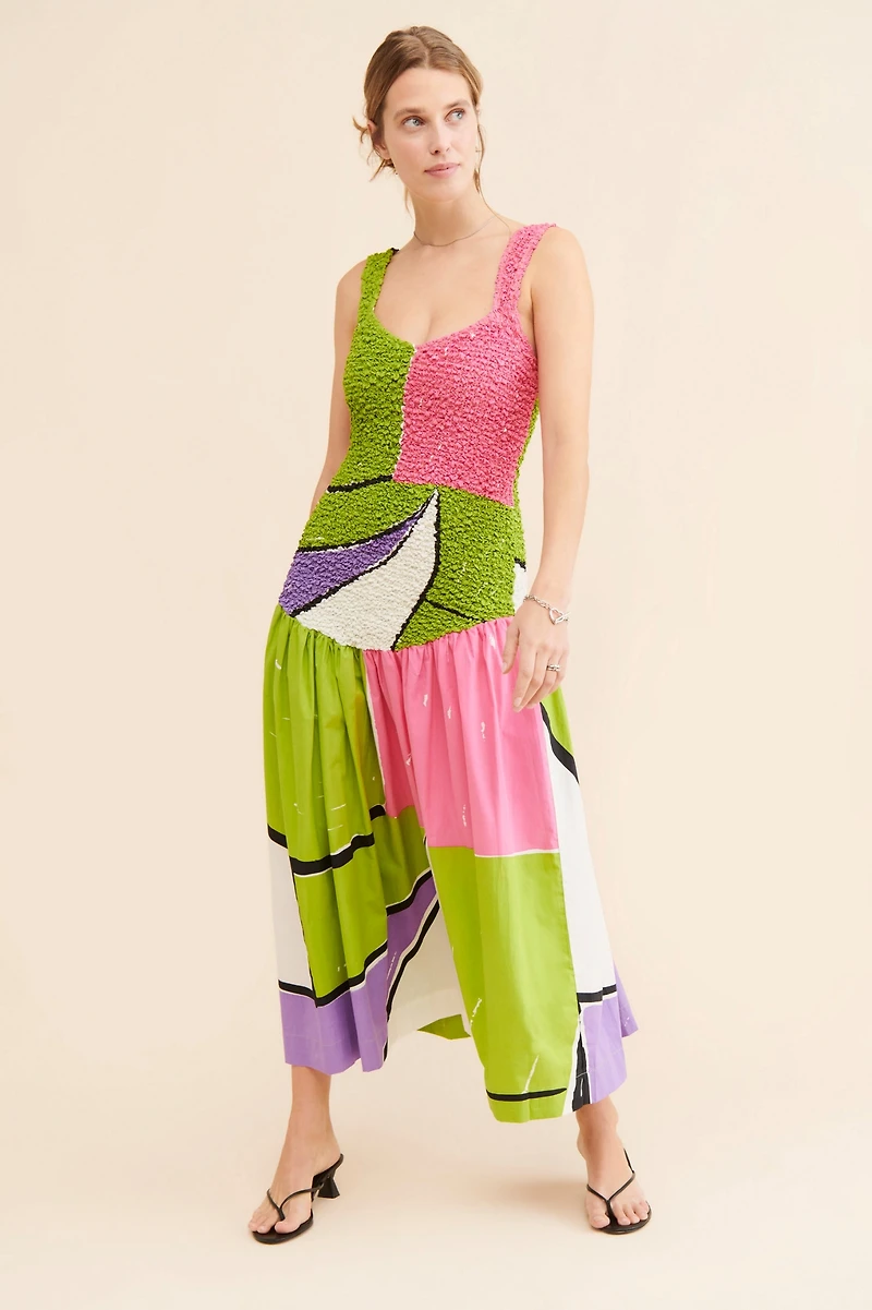 S/W/F Mottled Printed Midi Dress