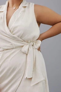 Linen Wrap Mini Dress