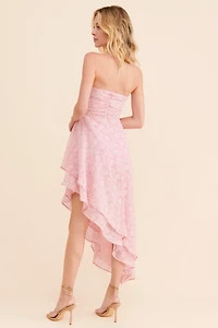 4SI3NNA Strapless Hi-Low Jacquard Dress
