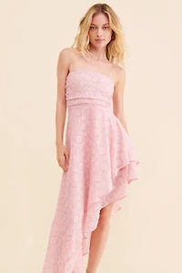 4SI3NNA Strapless Hi-Low Jacquard Dress