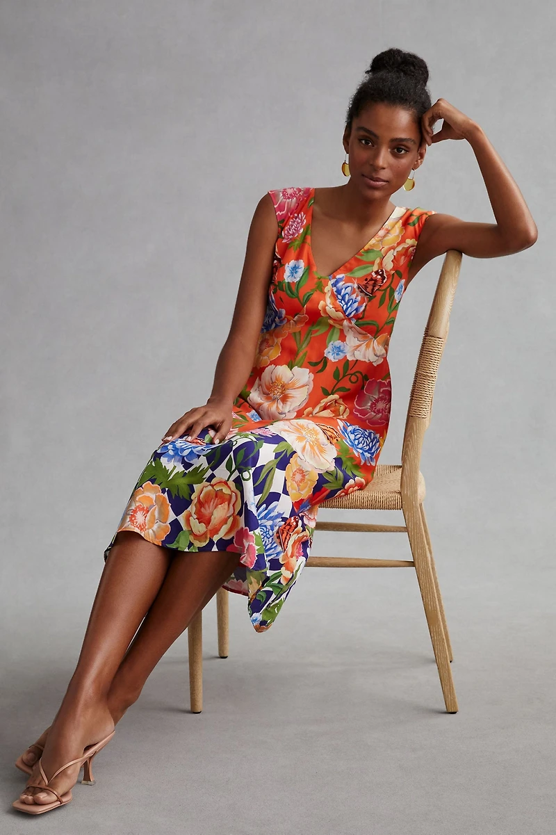 Low Back Printed Midi Dress