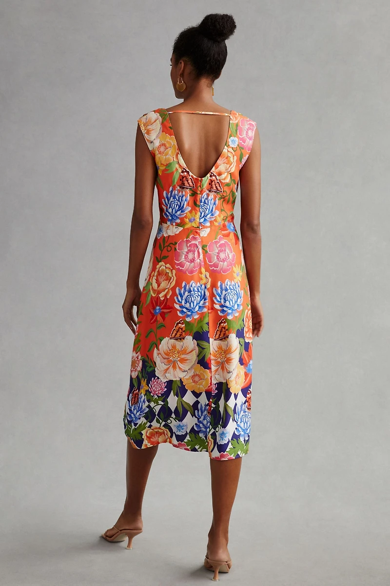 Low Back Printed Midi Dress