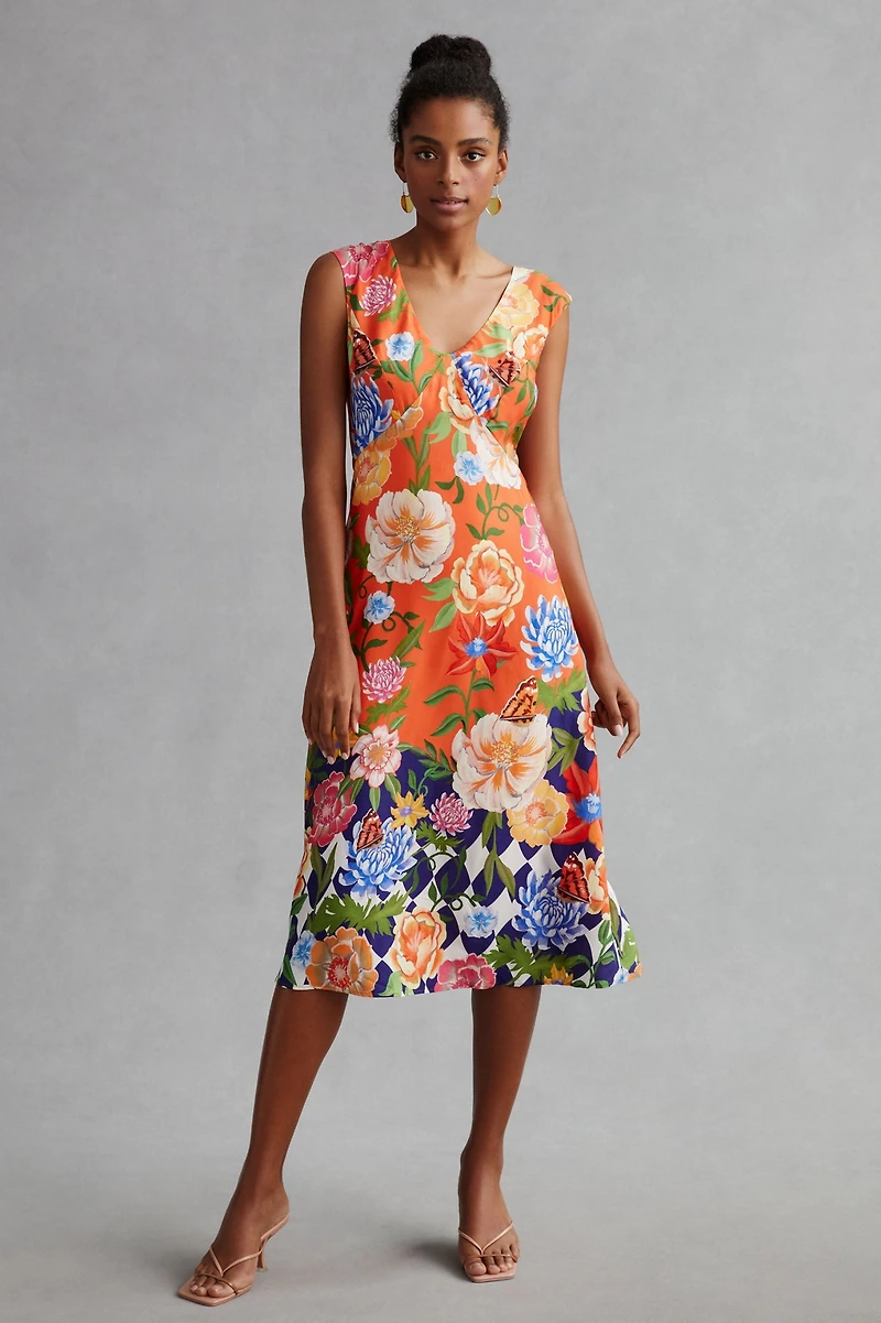 Low Back Printed Midi Dress