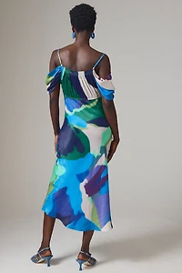 Bl-nk Painterly Off-Shoulder Slip Dress