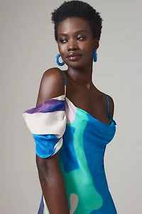 Bl-nk Painterly Off-Shoulder Slip Dress