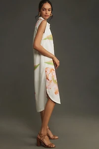 Maeve Cap-Sleeve Floral Button-Front Midi Dress