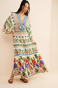 FARM Rio V-Neck Kaftan Maxi Cut-Out  Dress