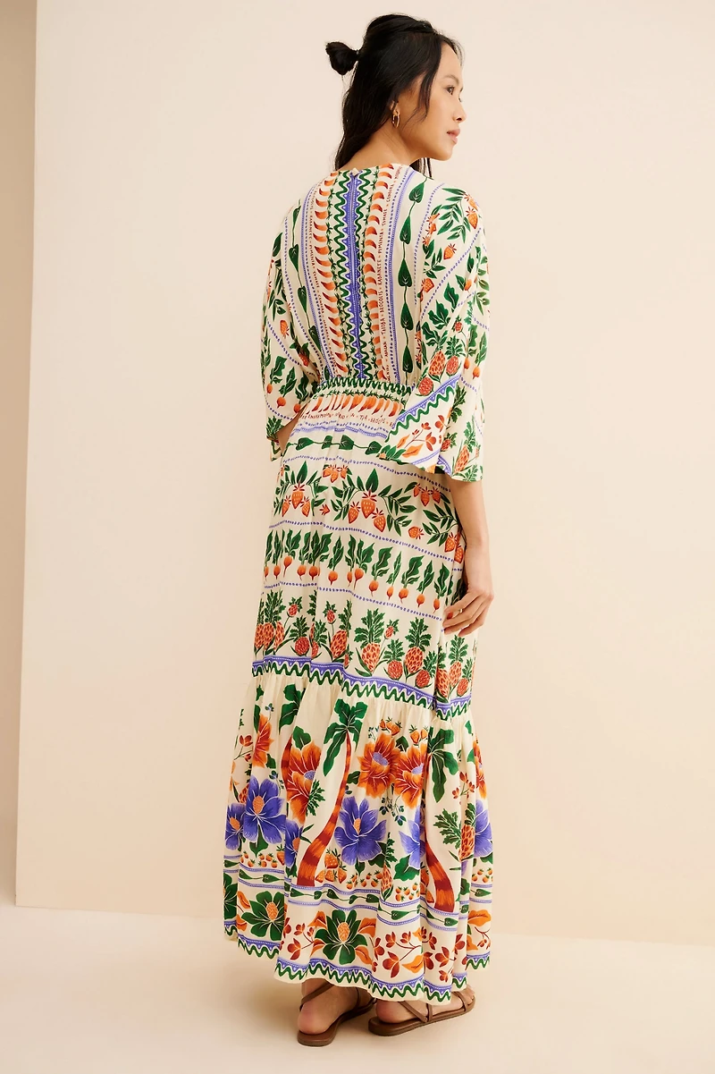 FARM Rio V-Neck Kaftan Maxi Cut-Out  Dress
