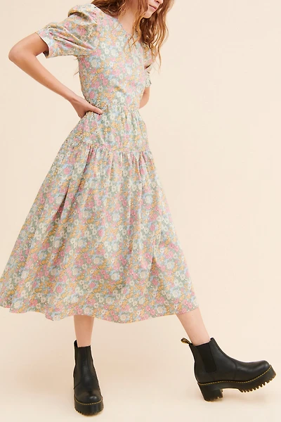 En Saison Cotton Floral Midi Dress