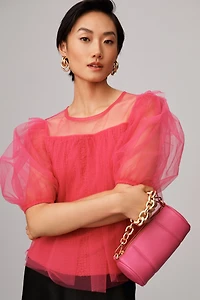 Sheer Puff-Sleeve Top