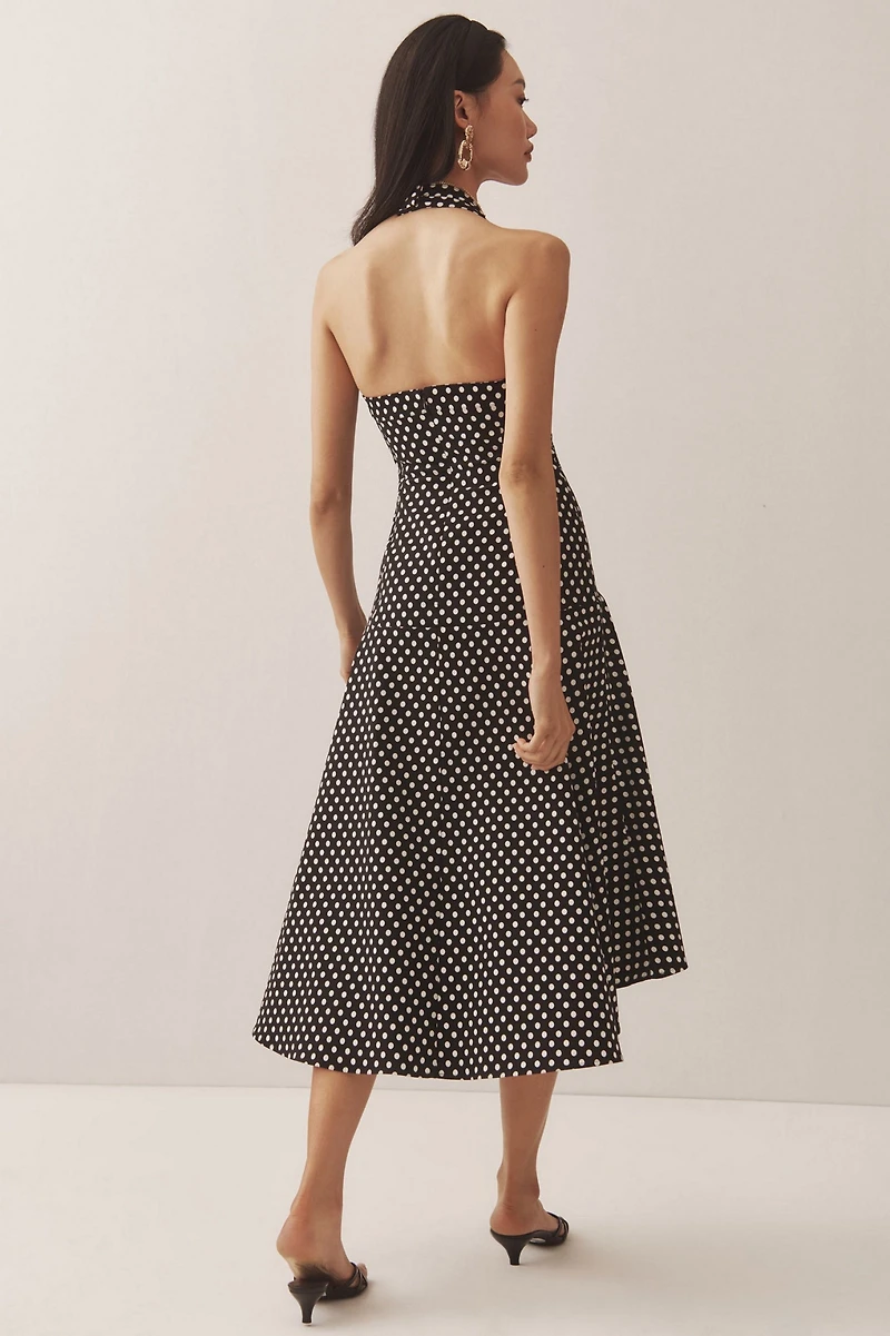 Maeve Halter Ruched Midi Dress