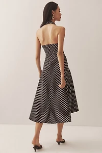 Maeve Halter Ruched Midi Dress