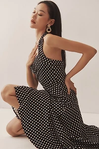 Maeve Halter Ruched Midi Dress