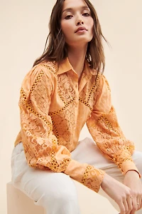 Bhanuni by Jyoti Crafted Lace Button Down Blouse