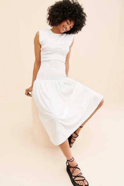 Mare Smocked Drop Waist Midi Dress