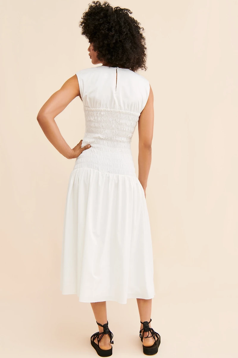 Mare Smocked Drop Waist Midi Dress