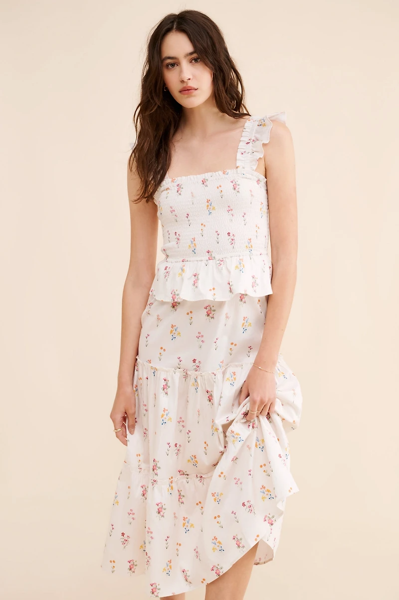 Rachel Parcell Smocked Flutter Midi Dress