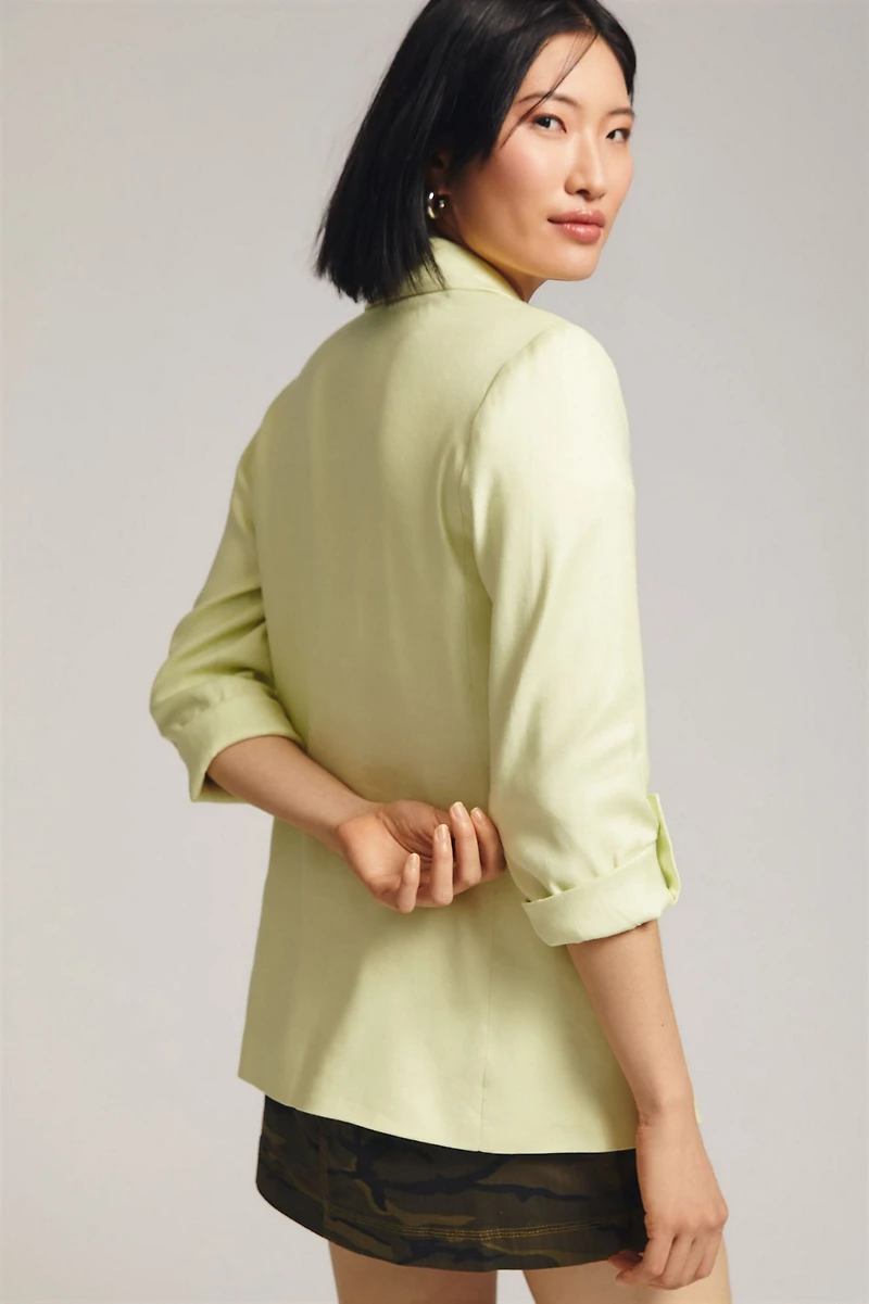 Maeve Linen Roll-Sleeve Blazer