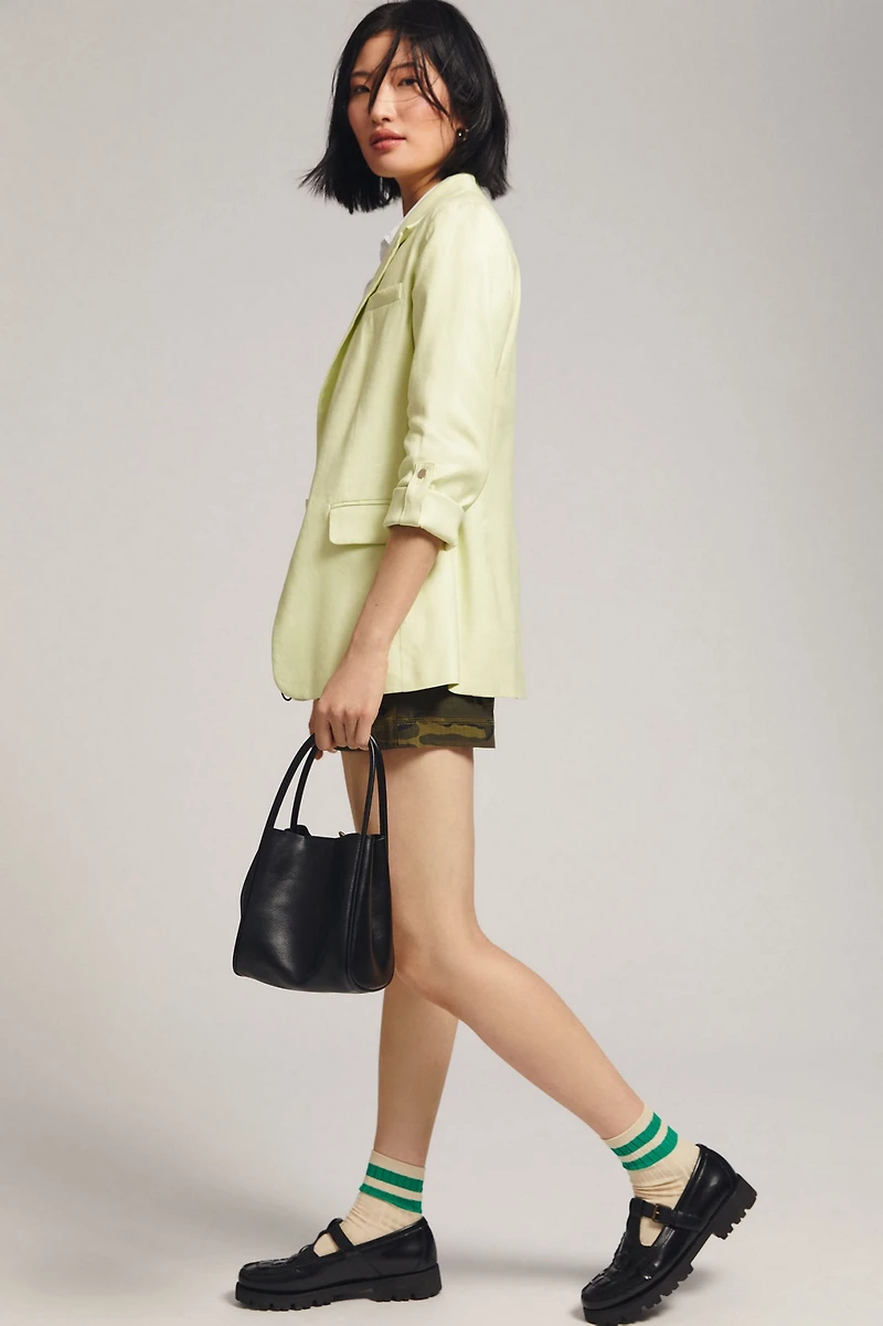 Maeve Linen Roll-Sleeve Blazer