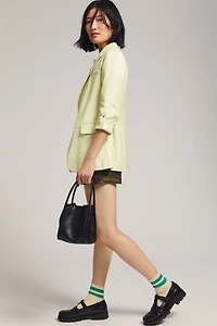 Maeve Linen Roll-Sleeve Blazer