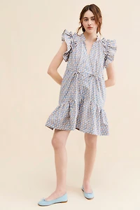 Ruffle-Sleeve Mini Dress